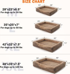 JOEJOY Orthopedic Waterproof, Egg-Crate Memory Foam Puppy, Dog & Cat Couch Bed with Washable Removable Cover, Brown, Large: 35 x 25 x 7-in slide 2 of 8