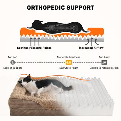 Show full view: JOEJOY Orthopedic Waterproof, Egg-Crate Memory Foam Puppy, Dog & Cat Couch Bed with Washable Removable Cover, Brown, Medium: 28 x 23 x 7-in slide 2 of 8
