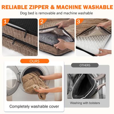 Show full view: JOEJOY Orthopedic Waterproof, Egg-Crate Memory Foam Puppy, Dog & Cat Couch Bed with Washable Removable Cover, Brown, Medium: 28 x 23 x 7-in slide 6 of 8