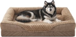 JOEJOY Orthopedic Waterproof, Egg-Crate Memory Foam Puppy, Dog & Cat Couch Bed with Washable Removable Cover, Brown, X-Large: 42 x 32 x 8-in