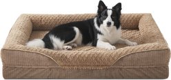 JOEJOY Orthopedic Waterproof, Egg-Crate Memory Foam Puppy, Dog & Cat Couch Bed with Washable Removable Cover, Brown, Large: 35 x 25 x 7-in
