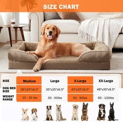 JOEJOY Orthopedic Waterproof, Egg-Crate Foam Puppy, Dog & Cat Couch Bed with Washable Removable Cover, Brown, XX-Large: 48 x 35 x 7-in slide 2 of 8