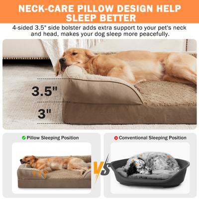 Show full view: JOEJOY Orthopedic Waterproof, Egg-Crate Foam Puppy, Dog & Cat Couch Bed with Washable Removable Cover, Brown, Medium: 28 x 23 x 7-in slide 5 of 9