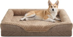 JOEJOY Orthopedic Waterproof, Egg-Crate Memory Foam Puppy, Dog & Cat Couch Bed with Washable Removable Cover, Brown, Medium: 28 x 23 x 7-in