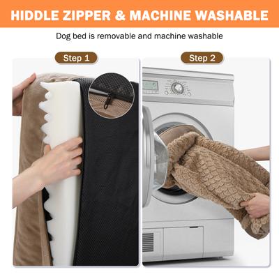 Show full view: JOEJOY Orthopedic Waterproof, Egg-Crate Foam Puppy, Dog & Cat Couch Bed with Washable Removable Cover, Brown, Medium: 28 x 23 x 7-in slide 6 of 9