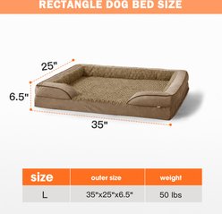 JOEJOY Orthopedic Waterproof, Egg-Crate Foam Puppy, Dog & Cat Couch Bed with Washable Removable Cover, Brown, Large: 35 x 25 x 7-in slide 2 of 8