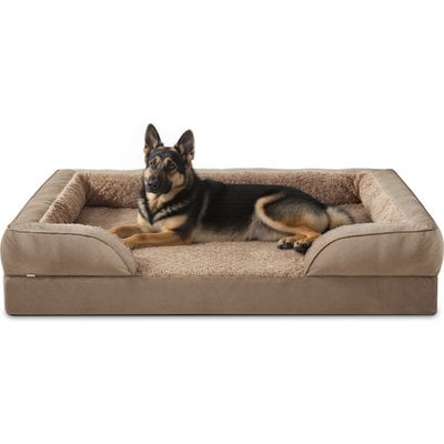 JOEJOY JOEJOY Orthopedic Waterproof, Egg-Crate Foam Puppy, Dog & Cat Couch Bed with Washable Removable Cover, Brown, X-Large: 42 x 32 x 7-in