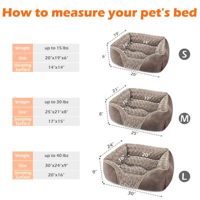 Show full view: JOEJOY Rectangle Washable Orthopedic Soft Calming Furniture Style Sofa Puppy, Dog & Cat Bed with Anti-Slip Bottom, Beige, Medium: 25 x 21 x 8-in slide 7 of 8