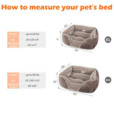 Show full view: JOEJOY Rectangle Washable Orthopedic Soft Calming Furniture Style Sofa Puppy, Dog & Cat Bed with Anti-Slip Bottom, Beige, Medium: 25 x 21 x 8-in slide 8 of 8