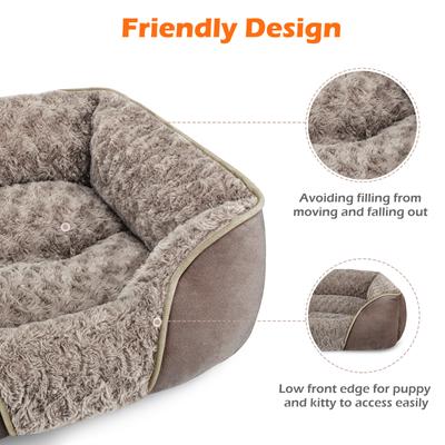 Show full view: JOEJOY Rectangle Washable Orthopedic Soft Calming Furniture Style Sofa Puppy, Dog & Cat Bed with Anti-Slip Bottom, Beige, Medium: 25 x 21 x 8-in slide 4 of 8