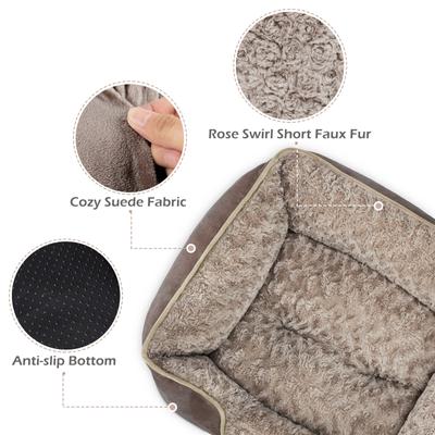 Show full view: JOEJOY Rectangle Washable Orthopedic Soft Calming Furniture Style Sofa Puppy, Dog & Cat Bed with Anti-Slip Bottom, Beige, Medium: 25 x 21 x 8-in slide 3 of 8