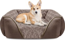 JOEJOY Rectangle Washable Orthopedic Soft Calming Furniture Style Sofa Puppy, Dog & Cat Bed with Anti-Slip Bottom, Beige, Large: 30 x 24 x 9-in