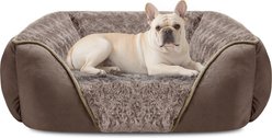 JOEJOY Rectangle Washable Orthopedic Soft Calming Furniture Style Sofa Puppy, Dog & Cat Bed with Anti-Slip Bottom, Beige, Medium: 25 x 21 x 8-in