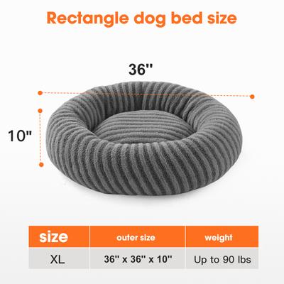 Show full view: JOEJOY Washable Anti Slip Bottom, Calming Donut Puppy, Dog & Cat Bed with Removable Zipper Cover, Grey, 36 x 36 x 10-in slide 6 of 7