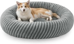 JOEJOY Washable Anti Slip Bottom, Calming Donut Puppy, Dog & Cat Bed with Removable Zipper Cover, Grey, 36 x 36 x 10-in