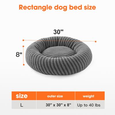 Show full view: JOEJOY Washable Anti Slip Bottom, Calming Donut Puppy, Dog & Cat Bed with Removable Zipper Cover, Grey, 30 x 30 x 8-in slide 7 of 8