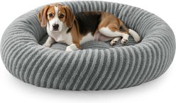 JOEJOY Washable Anti Slip Bottom, Calming Donut Puppy, Dog & Cat Bed with Removable Zipper Cover, Grey, 30 x 30 x 8-in