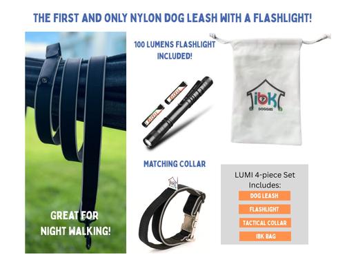 Show full view: IBK Doggies Flashlight Reflective Nylon Regular Leash Collar Set, Black, Large slide 2 of 8