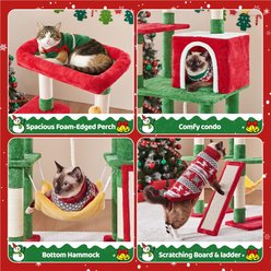 Yaheetech Multi-Level 63-in Plush Cat Tree, Red/Green slide 2 of 6
