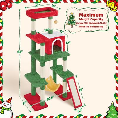 Show full view: Yaheetech Multi-Level 63-in Plush Cat Tree, Red/Green slide 3 of 8