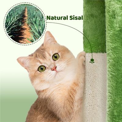 Show full view: Yaheetech 2-Level 23.5-in Plush Cat Tree & Condo, Green slide 6 of 7