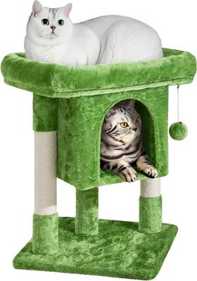 Show full view: Yaheetech 2-Level 23.5-in Plush Cat Tree & Condo, Green slide 2 of 7