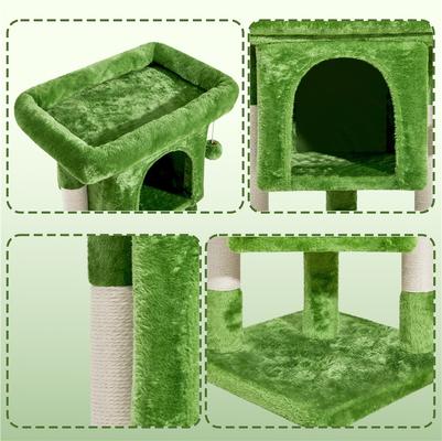 Show full view: Yaheetech 2-Level 23.5-in Plush Cat Tree & Condo, Green slide 4 of 7