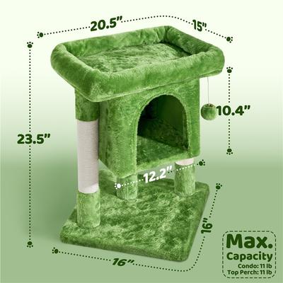Show full view: Yaheetech 2-Level 23.5-in Plush Cat Tree & Condo, Green slide 3 of 7