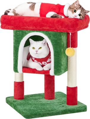 Show full view: Yaheetech 2-Level 23.5-in Plush Cat Tree & Condo, Red/Green slide 3 of 8