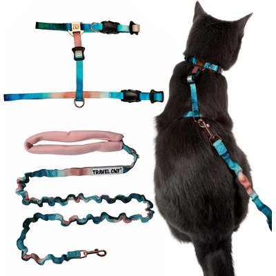 Travel Cat Travel Cat The Day Tripper H-Style Adjustable Cat Harness & Leash Set, Watercolors