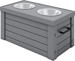 New Age Pet ECOFLEX Piedmont Raised Dog Bowl Feeder, Grey, 6-cup