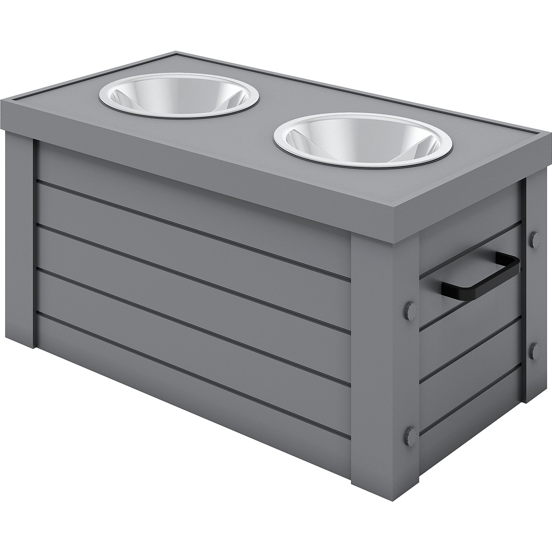 New Age Pet ECOFLEX Piedmont Raised Dog Bowl Feeder, Grey, 6-cup