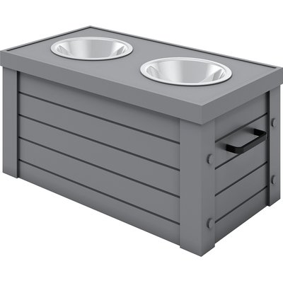 New Age Pet New Age Pet ECOFLEX Piedmont Raised Dog Bowl Feeder, Grey, 6-cup
