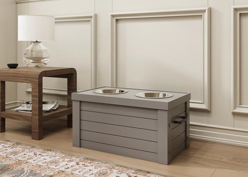 Show full view: New Age Pet ECOFLEX Piedmont Raised Dog Bowl Feeder, Grey, 6-cup slide 3 of 10