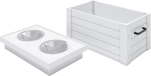 Show full view: New Age Pet ECOFLEX Piedmont Raised Dog Bowl Feeder, Antique White, 6-cup slide 5 of 9