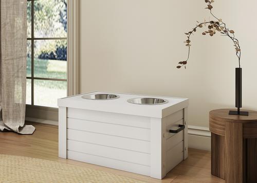 Show full view: New Age Pet ECOFLEX Piedmont Raised Dog Bowl Feeder, Antique White, 6-cup slide 2 of 9