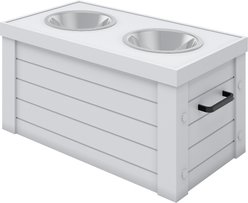 New Age Pet ECOFLEX Piedmont Raised Dog Bowl Feeder, Antique White, 6-cup