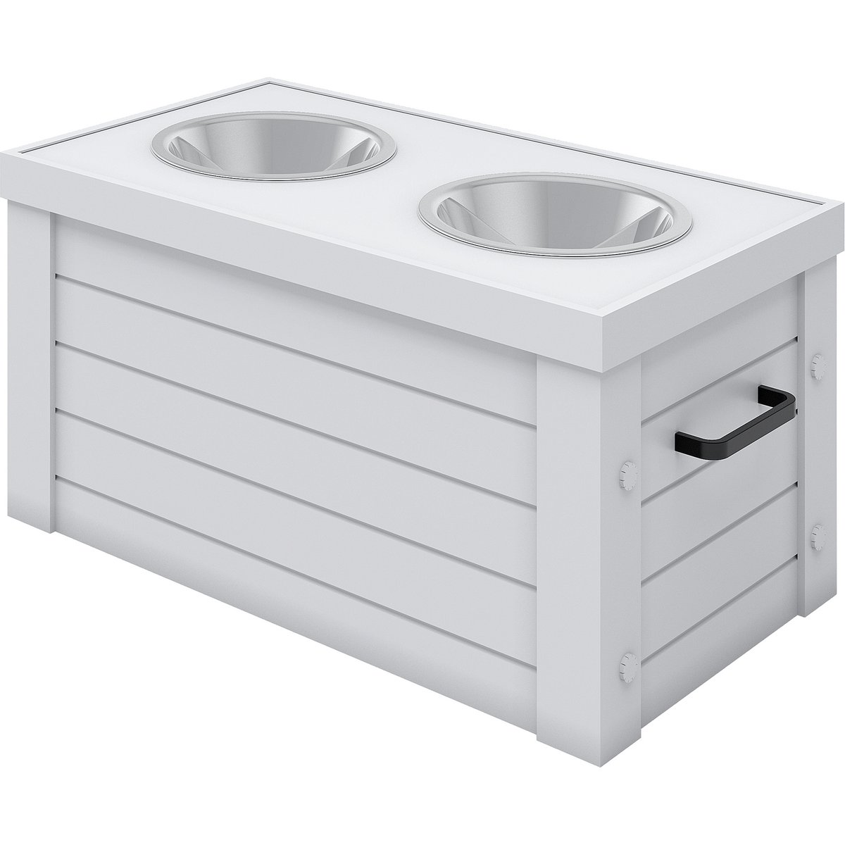New Age Pet ECOFLEX Piedmont Raised Dog Bowl Feeder, Antique White, 6-cup