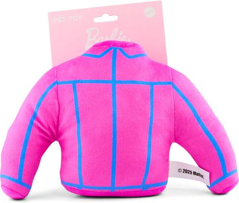 Show full view: Buckle-Down Mattel Barbie Jacket Replica Squeaky Plush Dog Toy, Pink Blue, 10.5 x 8-in slide 4 of 5