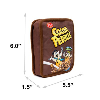 Show full view: Buckle-Down The Flintstones Cocoa Pebbles Fred & Barney Cereal Box Replica Squeaky Plush Dog Toy, Brown, 6 x 5.5-in slide 5 of 5