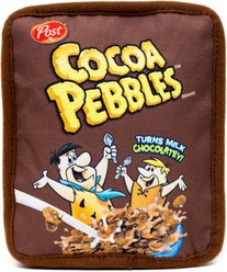 Buckle-Down The Flintstones Cocoa Pebbles Fred & Barney Cereal Box Replica Squeaky Plush Dog Toy, Brown, 6 x 5.5-in