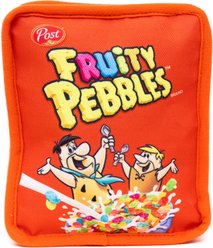 Buckle-Down The Flintstones Fruity Pebbles Fred & Barney Cereal Box Replica Squeaky Plush Dog Toy, Red, 6 x 5.5-in slide 1 of 5