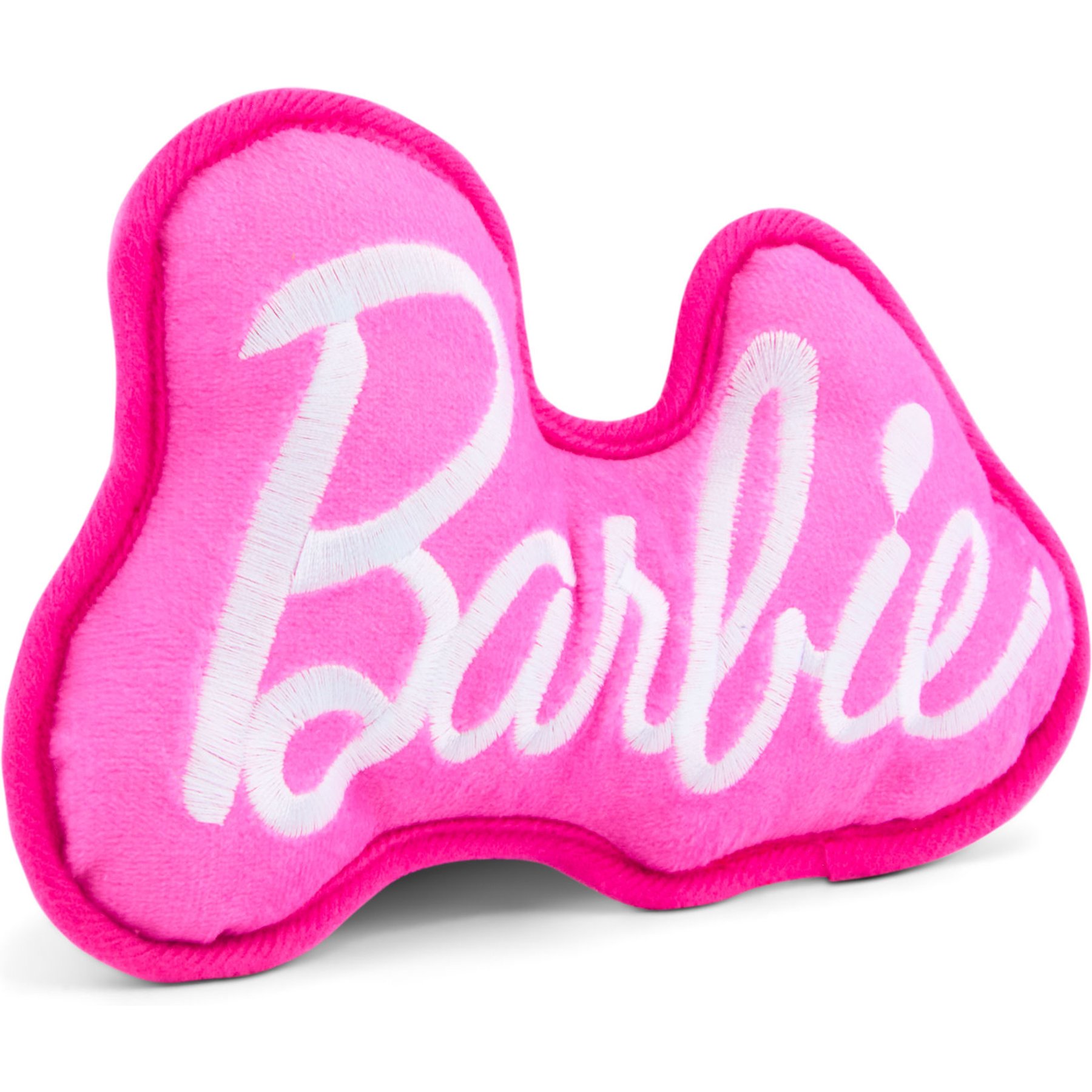 Buckle-Down Mattel Barbie Autograph Script Squeaky Plush Dog Toy, Pink White, 7 x 5-in