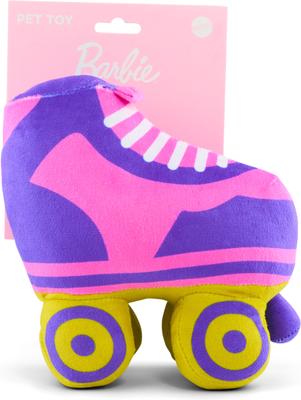 Show full view: Buckle-Down Mattel Barbie Roller Skate Replica Squeaky Plush Dog Toy, Pink Blue, 7 x 7.5-in slide 4 of 5