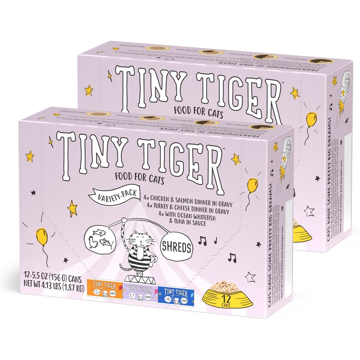 Tiny Tiger Savory Shreds In Gravy Variety Pack Canned Cat Food, 5.5-oz can, bundle of 24
