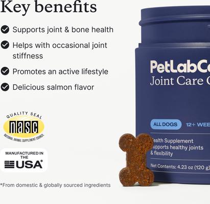 Show full view: PetLabCo. Joint Care Salmon Flavored Soft Chew Joint Supplement for Dogs, 30 count slide 4 of 10