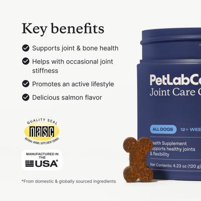 Show full view: PetLab Co. Joint Care Salmon Flavored Soft Chew Joint Supplement for Dogs, 30 count slide 5 of 11