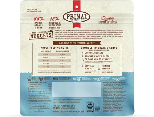 Show full view: Primal Rabbit Formula Nuggets Grain-Free Raw Freeze-Dried Cat Food, 5.5-oz slide 4 of 10