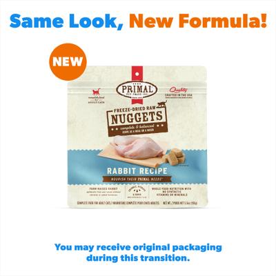 Show full view: Primal Rabbit Formula Nuggets Grain-Free Raw Freeze-Dried Cat Food, 5.5-oz slide 3 of 10