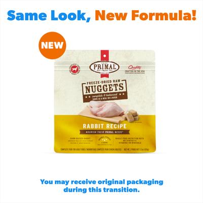 Show full view: Primal Rabbit Formula Nuggets Grain-Free Raw Freeze-Dried Dog Food, 5.5-oz slide 3 of 9